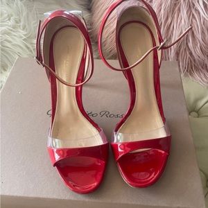 Gianvitto Rossi red  patent  leather and plexi sandal hills